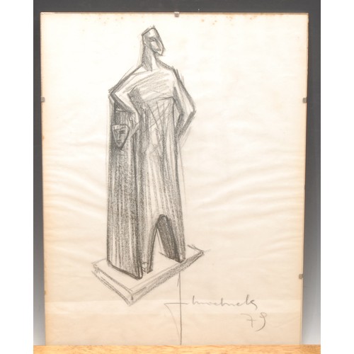 3989 - Brutalist School (20th century)
Abstract Figure
indistinctly signed, dated '79, pencil drawing, 40cm... 