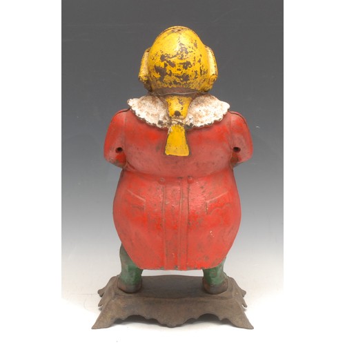 3528 - A 19th century Bradley & Hubbard cast iron John Bull blinking eye automaton clock case, painted in p... 