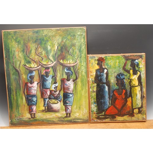 3985 - African School (20th century)
Domestic Work
signed Dasi, oil on canvas, 61cm x 53cm; another (2)