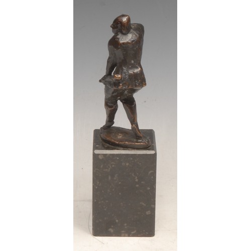 3240 - After Mari Andriessen (1897-1979), a bronze figurine, Mestreechter Geis, marble base, 14.5cm high, B... 