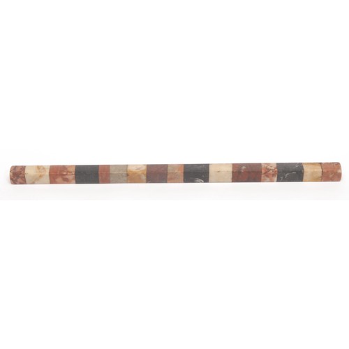 3591 - A 19th century Italian Grand Tour specimen marble rectangular rule, composed of bands of sample ston... 