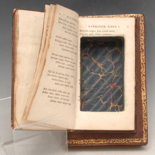 3527 - A 19th century bibliophile's niche or secret box, as stacked leather bound books, hinged cover, 18.5... 