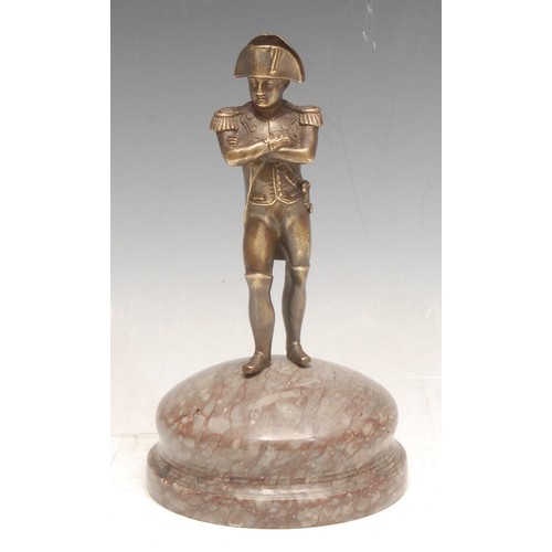 3401 - French School (19th century), a bronze, Napoleon Bonaparte, domed marble base, 18cm high overall