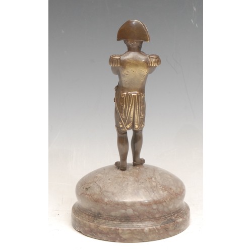 3401 - French School (19th century), a bronze, Napoleon Bonaparte, domed marble base, 18cm high overall