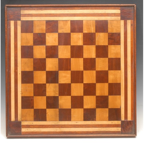 3295 - An early 20th century mahogany and parquetry chess board, 39cm wide