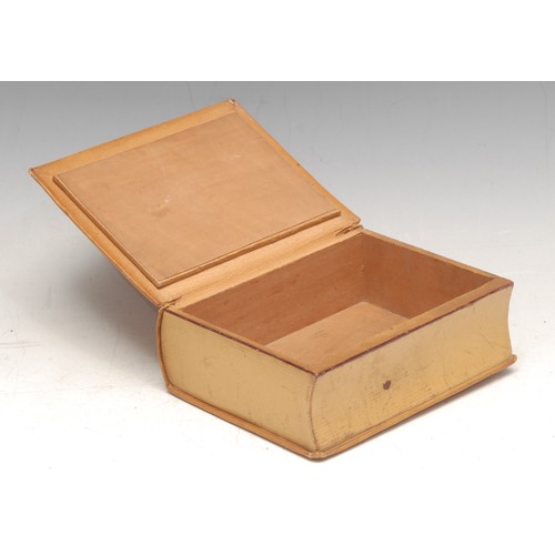 3211 - A tooled and gilt leather novelty desk top cigarette box, as a book, 12.5cm wide