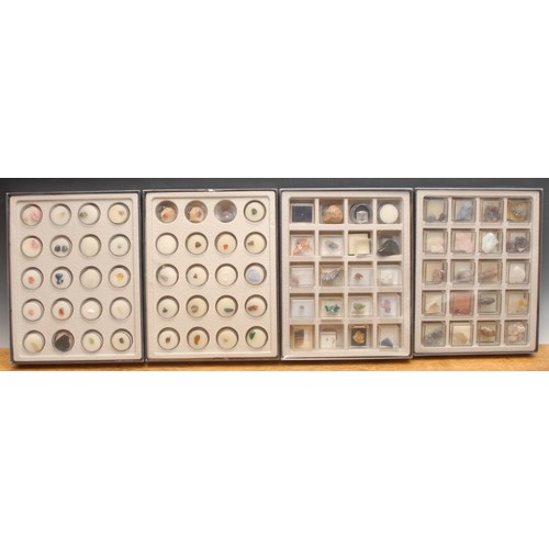 3846 - Geology - a collection of gemstones, minerals and rock specimens, each  specimen cased and labelled ... 