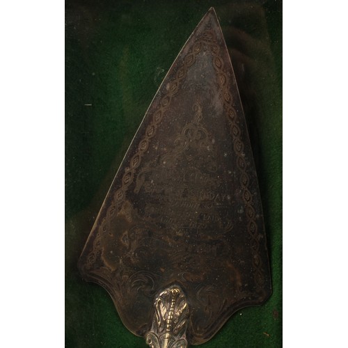 3370 - Derbyshire Interest - a Victorian silver plated presentation trowel, inscribed Clay Cross Baptist Su... 