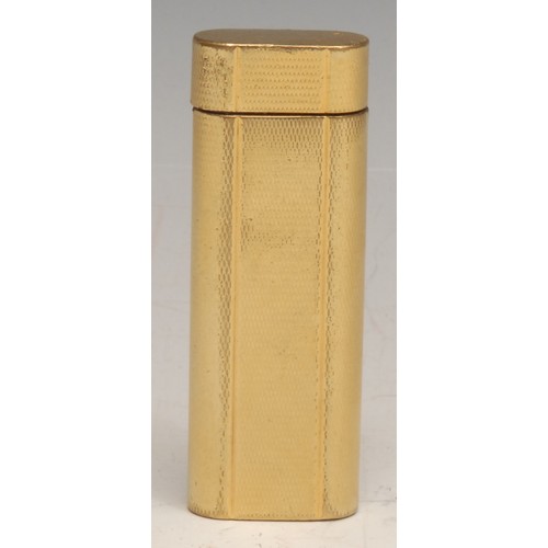 3627 - Cartier - a gilt metal cigarette lighter, engine turned, serial no. N51363, 7cm long