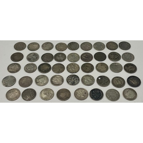 195 - Coins - 44 pre 1920 silver threepenny bits