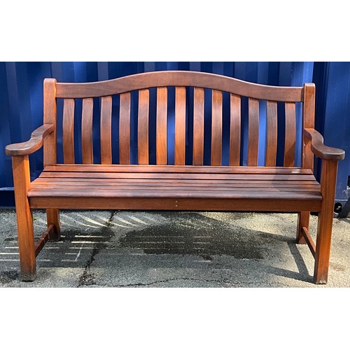 207 - A hardwood garden bench, by Alexander Rose, 97cm high, 154cm wide