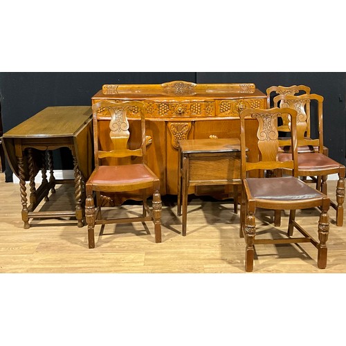 377 - An Art Deco style sideboard, by Validity Furniture, London; an oak barley twist gateleg dining table... 