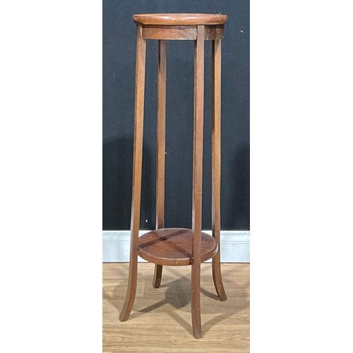 380 - An Edwardian mahogany two-tier jardinière or aspidistra stand, 98cm high, 29.5cm diameter