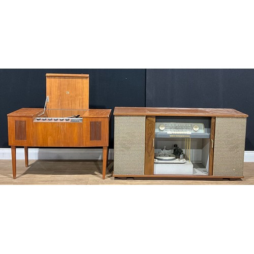 397 - A retro mid-20th century HMV radiogram, model 2328; a Pye Stereophonic radiogram (2)