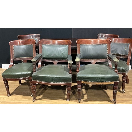 401 - A set of six Victorian mahogany dining chairs, comprising four side chairs and a pair of carvers; a ... 