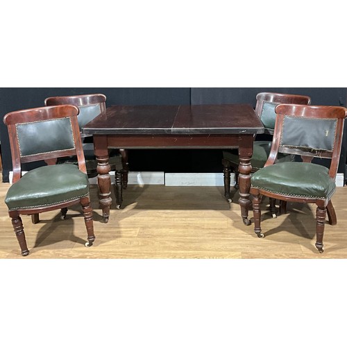 401 - A set of six Victorian mahogany dining chairs, comprising four side chairs and a pair of carvers; a ... 