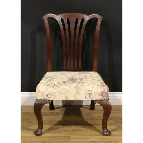 416 - A George II mahogany provincial Chippendale chair, of low proportions, stuffed-over seat, cabriole f... 