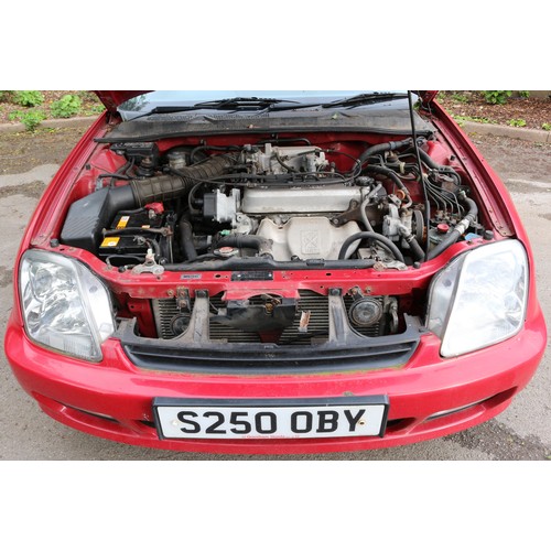 101A - A Honda Prelude 2.0I two door saloon car in red, registration S250OBY, petrol, four speed automatic ... 