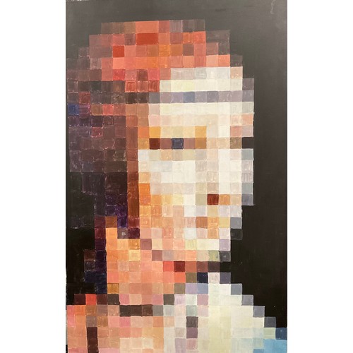 571 - Modern School, Anne Boleyn Pixelated, oil on canvas, 116cm x 73cm