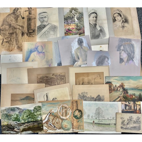 580 - Pictures and Prints - a large collection of 19th and 20th century watercolours and drawings, approx ... 