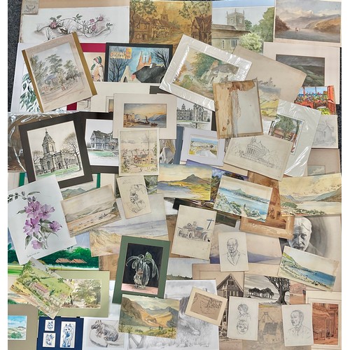 580 - Pictures and Prints - a large collection of 19th and 20th century watercolours and drawings, approx ... 