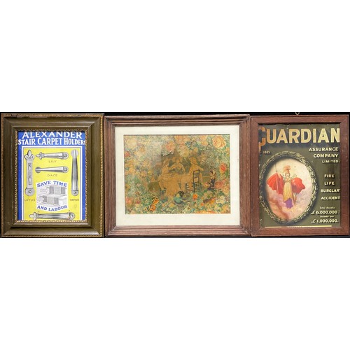 601 - Vintage AB Guardian Insurance, Alexander Star carpet holders, Victorian decoupage picture, The Tea P... 