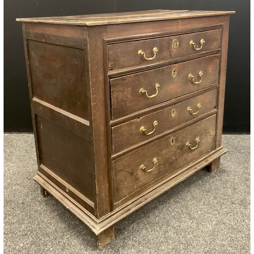 51 - A George III oak chest of four drawers, 89.5cm high x 92.5cm wide x 53.5cm deep.