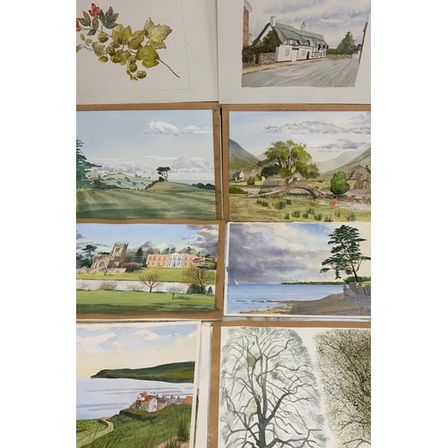 79 - Betty Warner and A. G. Warner, a large portfolio of watercolour paintings, and oils on board - lands... 