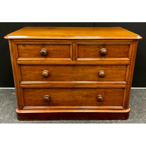 88 - A Victorian walnut and mahogany chest of two short over two long graduated drawers, 79cm high x 110c... 