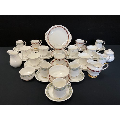 217 - A Paragon Elegance pattern tea set for four;  five Paragon Pandora coffee cans and saucers, etc;  Ro... 