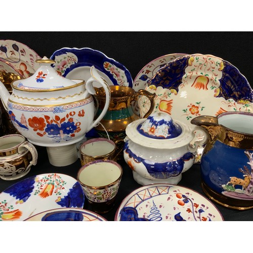 233 - 19th century ceramics including; Gaudy welsh, copper lustre, Imari pattern tea pot, possible Davenpo... 