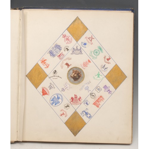 4088A - Heraldry - a 19th century scrap book of crests and monograms, compiled by Fanny Greece 1870, various... 