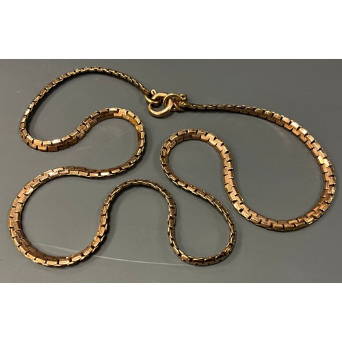 455 - A 9ct rose gold fancy link necklace, 36cm long, 9.5g.