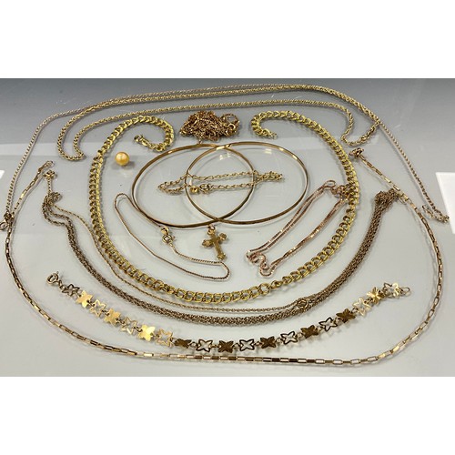 484 - Jewellery - seven 9ct gold fancy link necklaces, box, curb and other designs;  three 9ct gold bracel... 