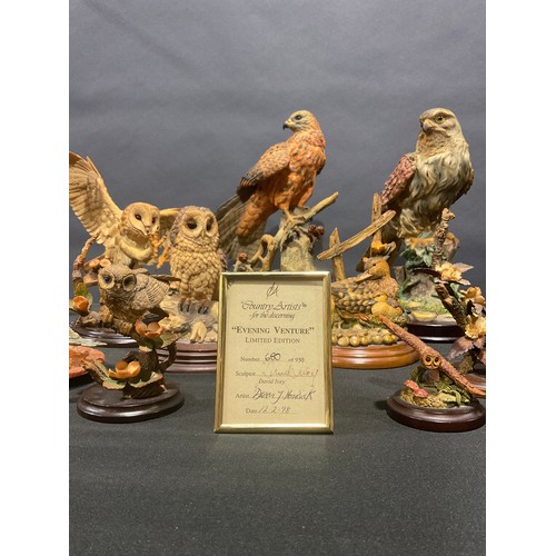 50 - A Country Artist's resin model, Red Kite with Fern & Larch Cones, circular base, 28cm; others simila... 