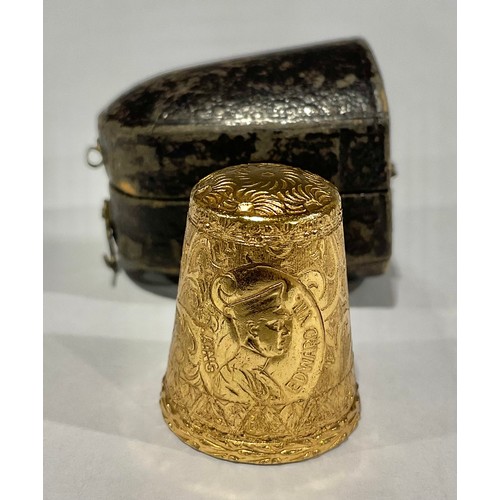 55 - A Victorian cased gilt thimble