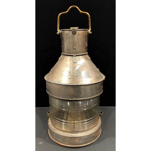 80 - Maritime Interest - an early 20th century large ship's brass and steel masthead lantern, Telford, Gr... 