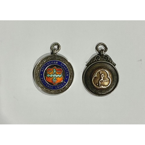 122 - A Nottingham Spartan Football League fob, K.O. Cup, Runners Up 1924; another hallmarked silver fob