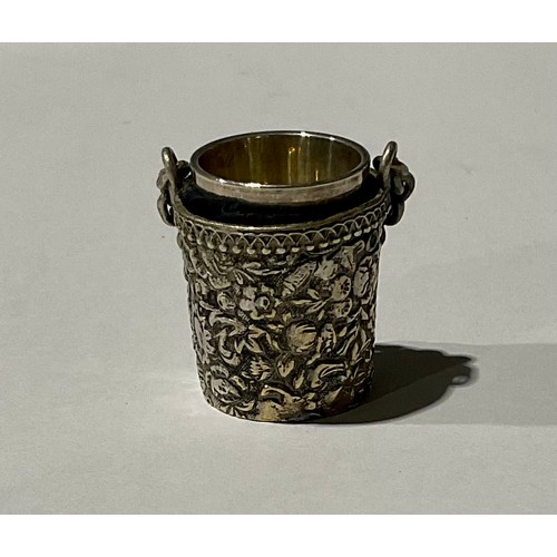 150 - A chatelaine thimble holder with hallmarked silver thimble