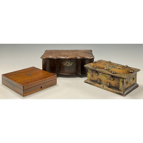 151 - A 19th century Dutch oak table box; a colonial box; a late Victorian rosewood box, c.1900 (3)