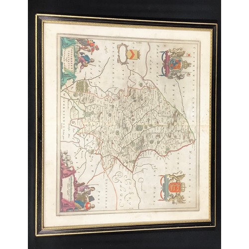 155 - Johannes Blaeu (1596 - 1673), an engraved and coloured two-page map, Staffordiensis Comitatvs; Vulgo... 