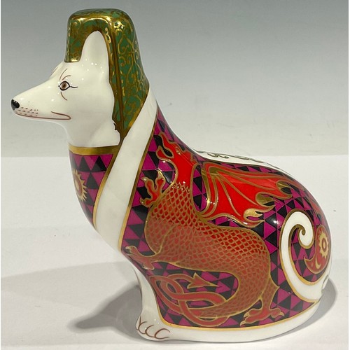 19 - A Royal Crown Derby model, National Dogs Collection, Corgi, 13cm high, red printed marks and red Roy... 