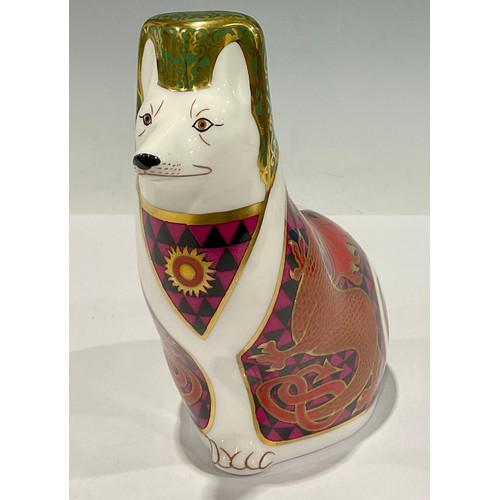 19 - A Royal Crown Derby model, National Dogs Collection, Corgi, 13cm high, red printed marks and red Roy... 