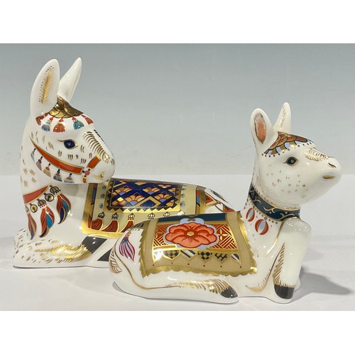 21 - A Royal Crown Derby paperweight, Donkey, gold stopper, signed in gold on the base by Cheryl Hallam, ... 