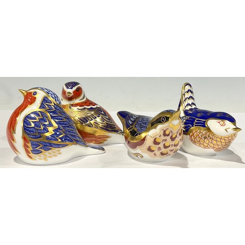 56 - A Royal Crown Derby paperweight, Nuthatch, gold stopper and red printed marks to the base; others, W... 