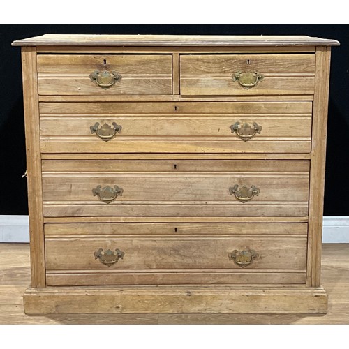 109 - An Edwardian pine chest of two short and three long drawers, 93cm high, 104cm wide, 46cm deep