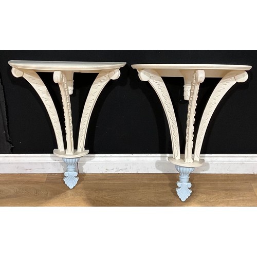 482 - A pair of Neoclassical style demilune console tables (2)