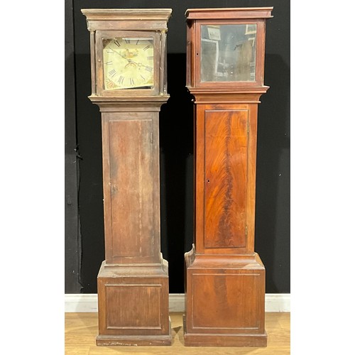 485 - A George III oak longcase clock, c.1800; a George III mahogany longcase clock case (2)