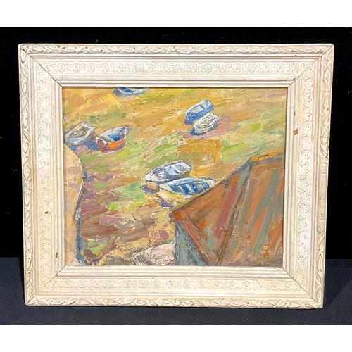 517 - After Ronald Ossory Dunlop (1894-1973)
Moored Boats  
unsigned, label to verso, oil on board, 23.5cm... 