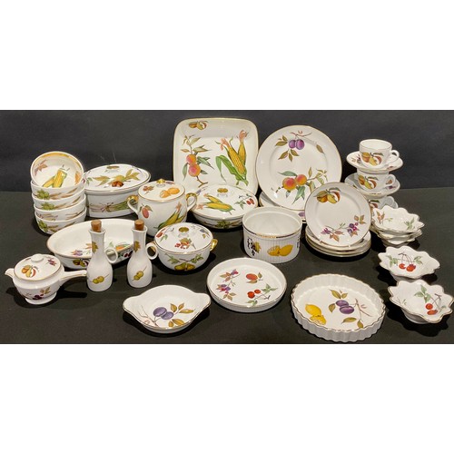 529 - A Royal Worcester Evesham pattern part dinner and tea service; qty